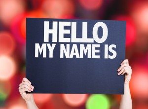 Hello My Name Is card with bokeh background