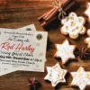 Christmas cookies with anise stars and cinnamon sticks over wooden background. Top view..